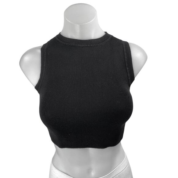 Zara Tops - Zara Women's Black Sleeveless Crew Neck Cami Camisole Tank Crop Top Size S